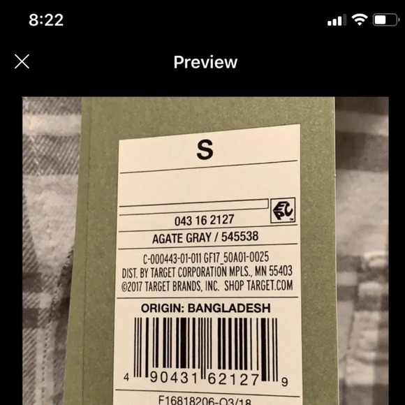 Goodfellow Button Down Casual Shirt Workwear Plaid Size Small New - Picture 9 of 10